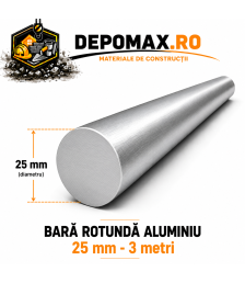 Bara rotunda aluminiu 25 mm, 3 metri, EN AW-6082